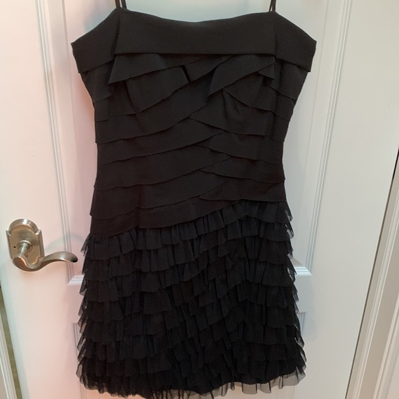 London Times Black Tiered Ruffle Dress CC Coco Look - Picture 3 of 16